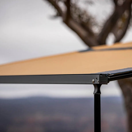 ARB Aluminum Awning, Black Frame, 8.2FT x 8.2FT, Installed with LED Light Strip - View 6 | Dirty Garage