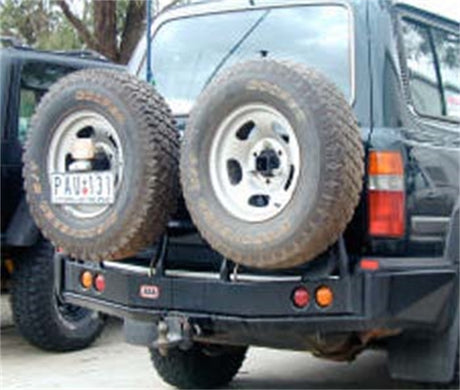 w/ Carrier Rear Step Tire Bracket LHS Black 80 Series - View 2 | Dirty Garage