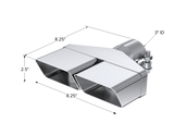 Universal 8" x 2.375" ID Rectangle Tip T304 8.25" Length 2.5" OD Inlet - View 5 | Dirty Garage