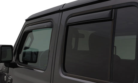 2007-2018 Wrangler Unlimited Front Rear Window Deflectors Smoke 4-Piece - View 4 | Dirty Garage