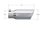 Universal Tip 4" OD 3" Inlet 10" Length Angled Rolled End T304 - View 5 | Dirty Garage
