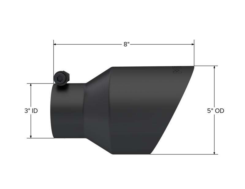 Universal 3" Hex Tip 5" Inlet 8" Length Dual Wall Exhaust Tip Black Coated - View 2 | Dirty Garage