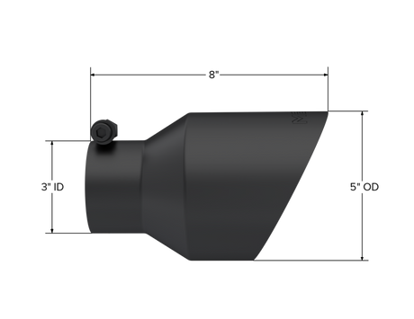 Universal 3" Hex Tip 5" Inlet 8" Length Dual Wall Exhaust Tip Black Coated - View 2 | Dirty Garage