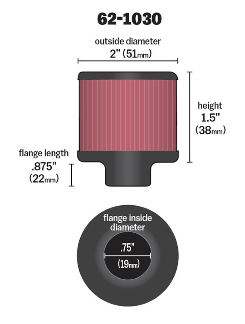 Universal Steel Base Crankcase Vent Filter .75in Vent OD x 2in OD x 1.5in Height - View 15 | Dirty Garage
