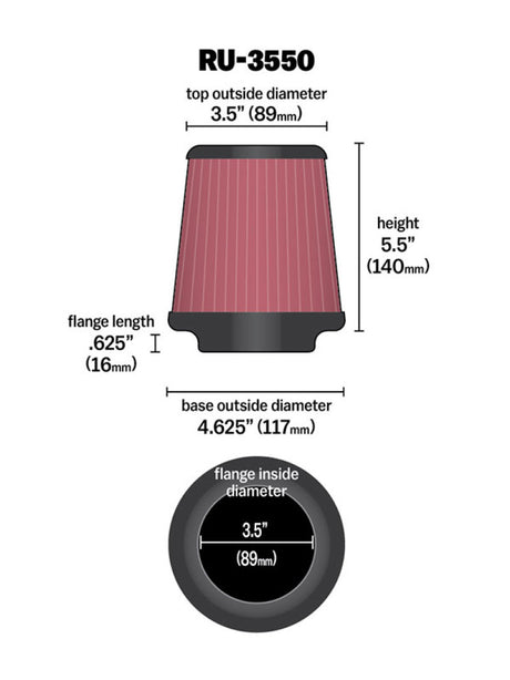 Universal Rubber Filter 3 1/2 inch FLG/4 5/8 inch Base/3-1/2 inch Top/5 1/2 inch Height - View 14 | Dirty Garage