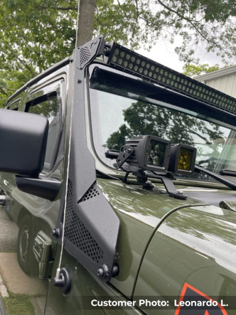 Go Rhino 18-20 Jeep Wrangler JL/JLU/Gladiator JT XE Windshield Light Bar Mount - 50in Single Row - View 11 | Dirty Garage
