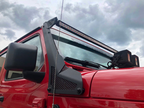 Go Rhino 18-20 Jeep Wrangler JL/JLU/Gladiator JT XE Windshield Light Bar Mount - 50in Single Row - View 12 | Dirty Garage