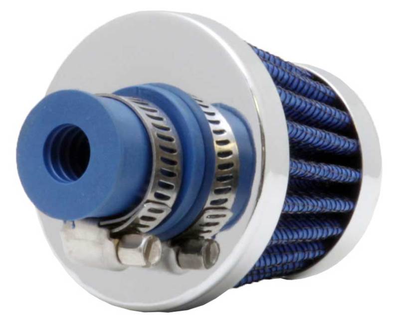 Universal 2in Base OD x .375in Flange ID x 1.75in H Rubber Base Crankcase Vent Filter - Blue - View 15 | Dirty Garage