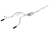 Borla 14 Sierra 1500 C/B S-Type Exhaust/2.75in Into Dual 2.25in Out 4in Split Rear Exit-Black Chrome - View 3 | Dirty Garage