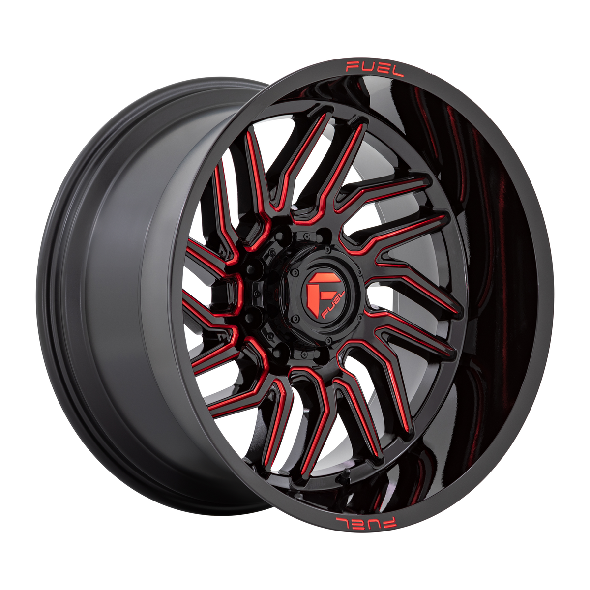 Fuel Hurricane Gloss Black Milled w/ Red Tint Wheel (D808) | Dirty Garage