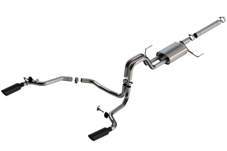 Borla 21-22 F-150 Powerboost 3.5L V6 2WD & 4WD 4DR 3in, 2.25in S-TYPE Catback w/ Black Chrome Tips | Dirty Garage