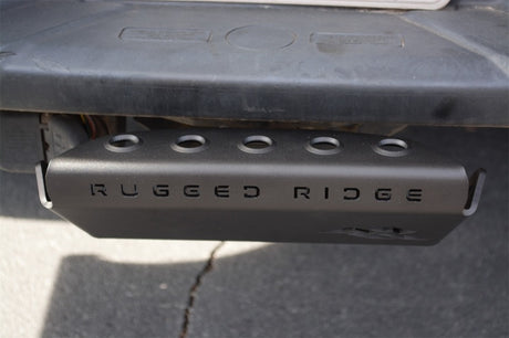 Rugged Ridge 07-23 Jeep Wrangler JK/JKU/JL/JLU & 20-23 Gladiator Hitch Skid Plate 2in. Rec - Tex Blk - View 3 | Dirty Garage
