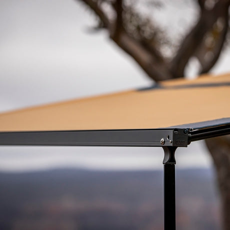 ARB Aluminum Awning, Black Frame, 8.2FT x 8.2FT, Installed with LED Light Strip - View 5 | Dirty Garage