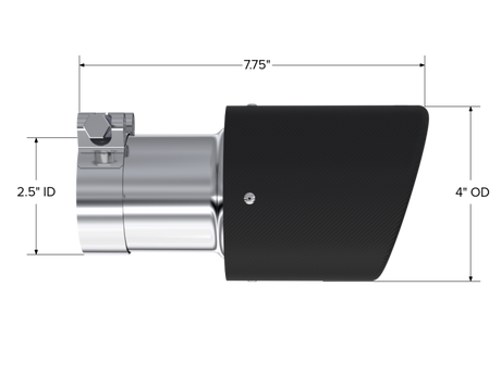 Universal Carbon Fiber Tip 4" OD 2.5" Inlet 7.7" L - View 5 | Dirty Garage