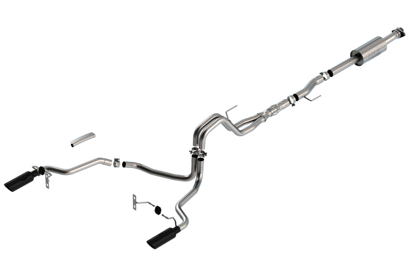 Borla F-150 2021 5.0L 4dr CC SB EC STB Lariat/KR/Platinm/LTD 3/2.25 SRE Cat-Back ATAK Black CHR Tips | Dirty Garage