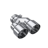 Universal 3" ID Dual 4" OD Staggered Single Wall T304 SS Exhaust Tip | Dirty Garage
