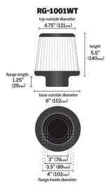 Universal Filter Chrome Round Tapered White - 4in Flange ID x 1.125in Flange Length x 5.5in H - View 12 | Dirty Garage