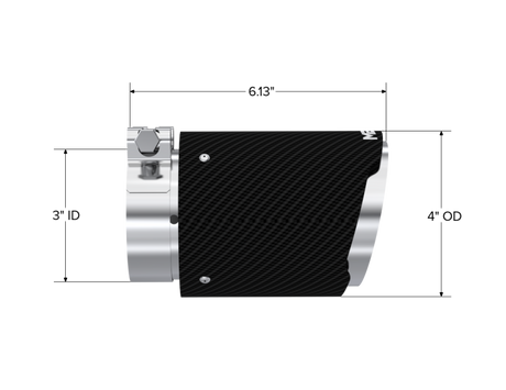Universal Carbon Fiber Tip 3" ID 4" OD 6.13" Length Angle Cut Dual Wall - View 3 | Dirty Garage