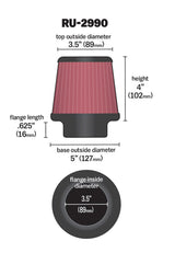 Universal Filter Universal Rubber Filter 3 1/2 inch Flange 5 inch Base 3 1/2 inch Top 4 inch Height - View 16 | Dirty Garage