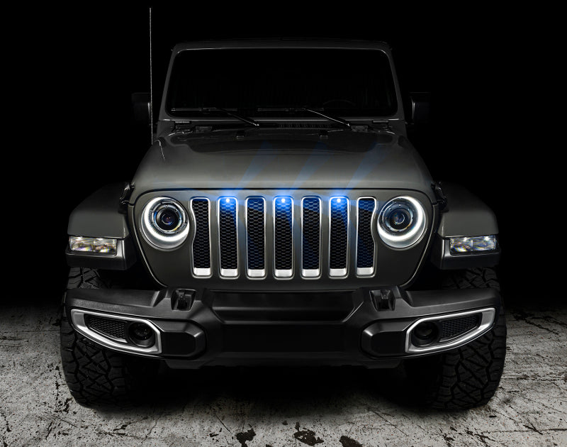 2018-2022 Wrangler Pre-Runner Style LED Grille Kit Blue - View 3 | Dirty Garage