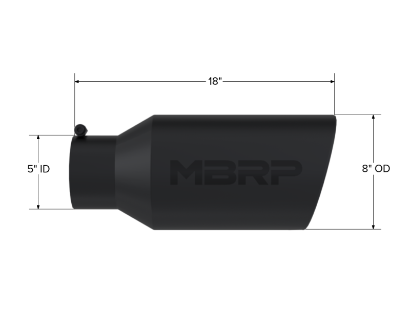 Universal Tip 8" OD Rolled End 5" Inlet 18" Length T304 Black - View 4 | Dirty Garage