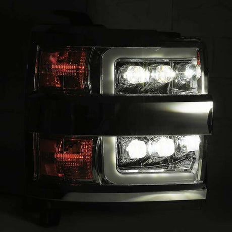 2015-2019 GM HD Nova-Series LED Projector Chrome Headlights Sequential Signal DRL - View 5 | Dirty Garage