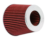Universal Air Filter Chrome Round Tapered Red - 4in Flange ID x 1.125in Flange Length x 5.5in H - View 5 | Dirty Garage