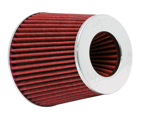 Universal Air Filter Chrome Round Tapered Red - 4in Flange ID x 1.125in Flange Length x 5.5in H - View 5 | Dirty Garage