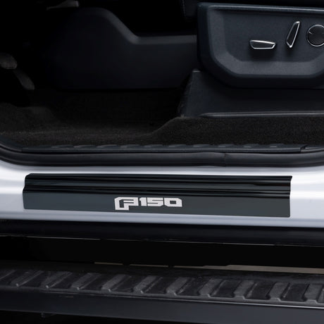 2015-2020 F-150 Super Crew Black Platinum Door Sills w/ F-150 Etchinng 4-Piece - View 3 | Dirty Garage