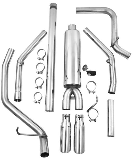 2014-2023 GM 1500 Dual Split Rear T409 3" Cat Back Exhaust - View 4 | Dirty Garage