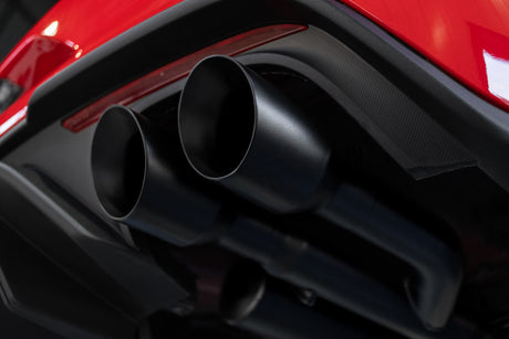 2018-2019 Mustang GT 5.0 3" Cat Back Quad Tip Race Version Black - View 8 | Dirty Garage