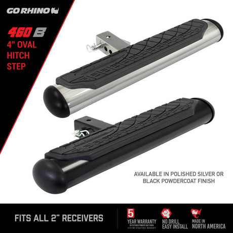 Go Rhino 4in Oval Hitch Step - Black - View 19 | Dirty Garage