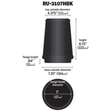 Universal Air Filter (5in Flange/6-1/2in Base/4-3/8in Top OD/8-3/4in Height) - View 5 | Dirty Garage