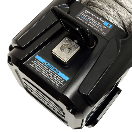 Superwinch 10000 LBS 12V DC 3/8in x 54ft Synthetic Rope Scorpion 10000SR Winch - Black Powdercoat - View 5 | Dirty Garage