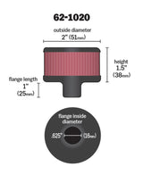 Universal Steel Base Crankcase Vent Filter .625in Vent OD x 2in OD x 1.5in Height - View 5 | Dirty Garage