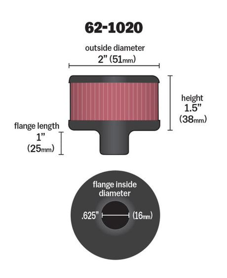 Universal Steel Base Crankcase Vent Filter .625in Vent OD x 2in OD x 1.5in Height - View 5 | Dirty Garage