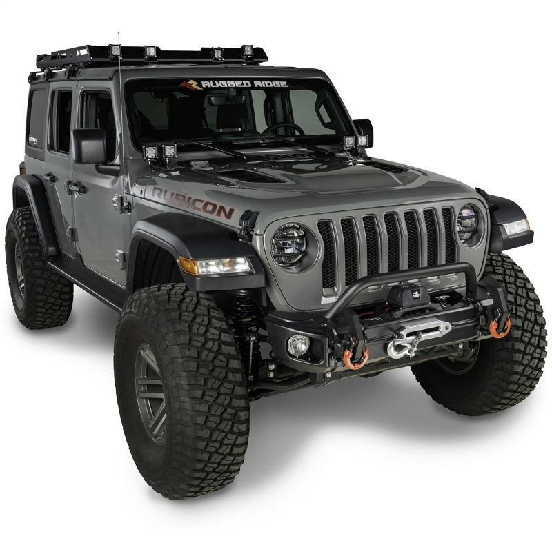 Rugged Ridge 18-20 Jeep Wrangler JL/JT Arcus Front Bumper Set w/ Overrider - View 3 | Dirty Garage