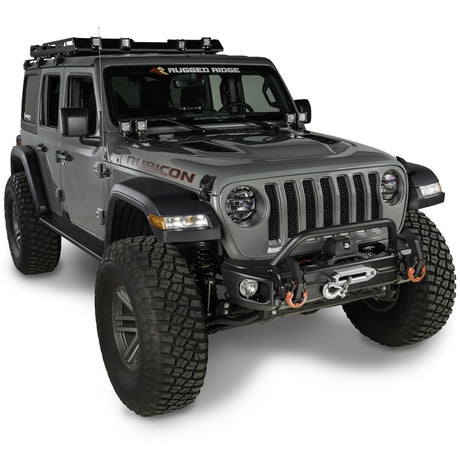 Rugged Ridge 18-20 Jeep Wrangler JL/JT Arcus Front Bumper Set w/ Overrider - View 3 | Dirty Garage