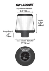 Universal 2in Base OD x .375in Flange ID x 1.75in H Rubber Base Crankcase Vent Filter - White - View 14 | Dirty Garage