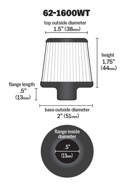 Universal 2in Base OD x .375in Flange ID x 1.75in H Rubber Base Crankcase Vent Filter - White - View 14 | Dirty Garage