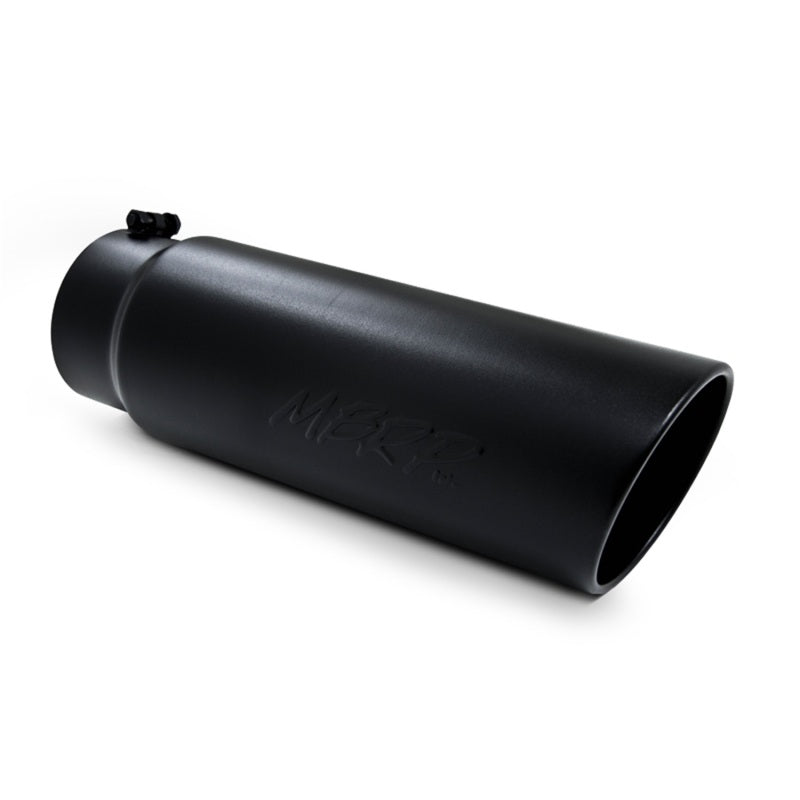 Universal 6" OD Angled Rolled End 5" Inlet 18" Black Finish Exhaust Tip - View 3 | Dirty Garage