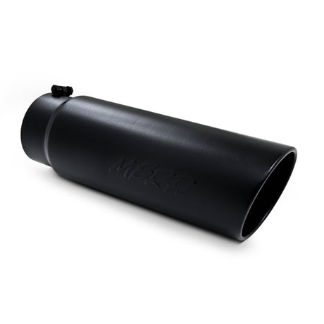 Universal 6" OD Angled Rolled End 5" Inlet 18" Black Finish Exhaust Tip - View 3 | Dirty Garage
