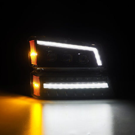 2003-2006 GM Truck Avalanche Alpha Black Nova-Series LED Projector Headlights - View 5 | Dirty Garage