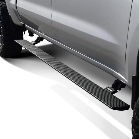 2019-2026 GM 1500/HD CC Pro-E Series Black Powered Running Boards - View 2 | Dirty Garage