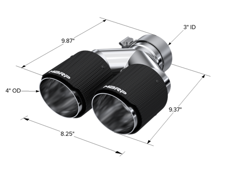 Universal 3" ID Dual 4" OD Staggered Dual Wall Carbon Fiber Exhaust Tip - View 3 | Dirty Garage