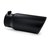 Universal 5" OD Angled Rolled End 4" Inlet 12" Length Black Finish Tip - View 2 | Dirty Garage