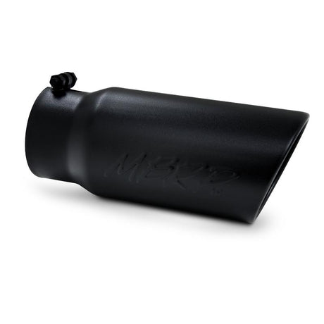 Universal 5" OD Angled Rolled End 4" Inlet 12" Length Black Finish Tip - View 2 | Dirty Garage