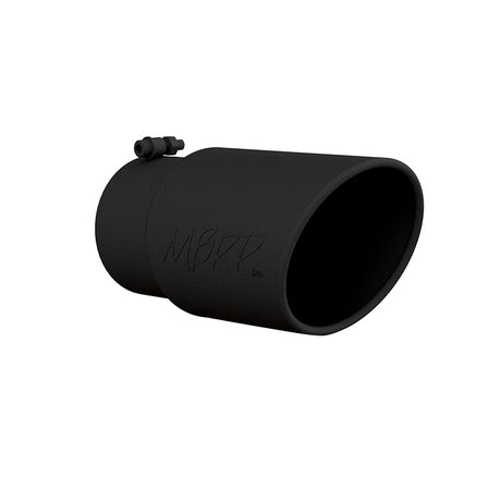 Universal 6" OD Angled Rolled End Tip 5" Inlet 12" Length Black Finish - View 3 | Dirty Garage