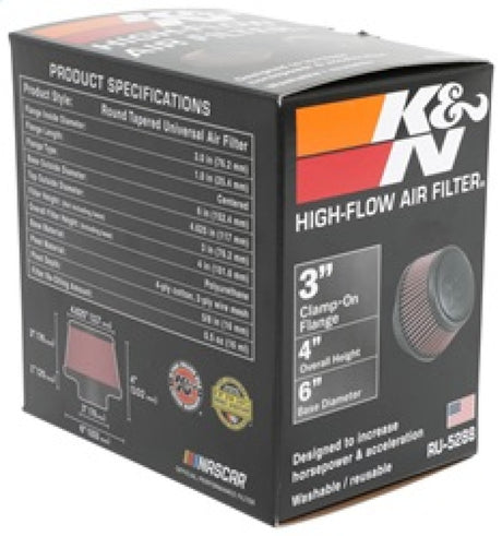 Universal Round Clamp-On Air Filter 3in Flange ID x 6in Base OD x 4.625in Top OD x 3in Height - View 15 | Dirty Garage