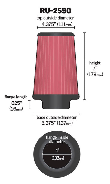 Universal Filter Universal Rubber Filter 4 inch Flange 5 3/8 inch Base 4 3/8 inch Top 7 inch Height - View 18 | Dirty Garage